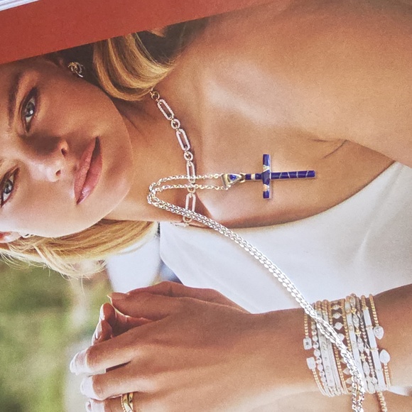 Sterling Silver Cross Pendant w/Lapis & Opal - Picture 4 of 16